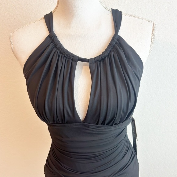 LA BLANCA ISLAND GODDESS HIGH NECK ONE-PIECE BLACK SWIMSUIT SIZE US 8 BRAND NEW - Picture 6 of 8